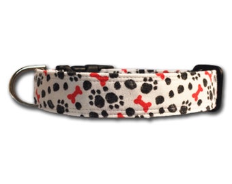 paw print dog collar, puppy collar boy dog accessories, Christmas gifts for dogs, medium dog collar, shih tzu gifts, dog mom gift, bone dog