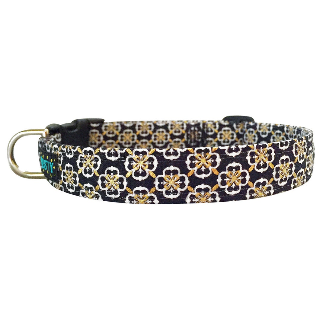 Black and Gold Pet Collar Adjustable Dog Collar Male Dog Collar Female
