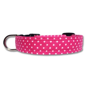 hot pink polka dot dog collar, Christmas gifts for dogs, girl dog accessories, new cat gift, havenese gift, dog of honor wedding dog collar