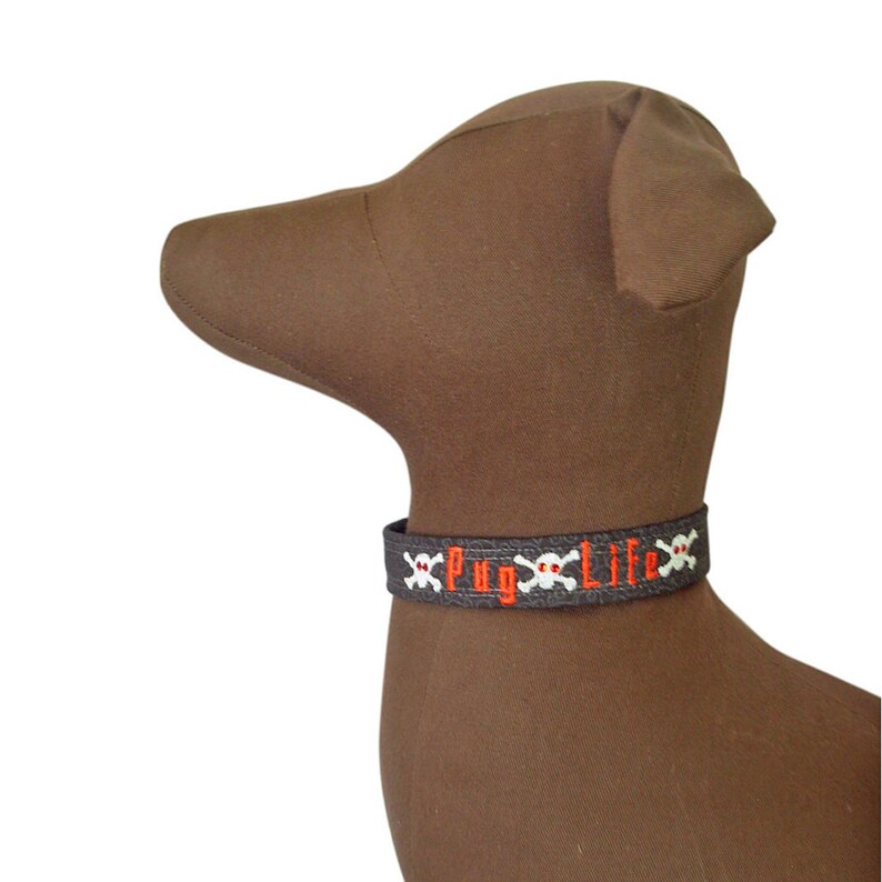 Pug Life Dog Collar Collars for Dogs Pug Collar Black Etsy