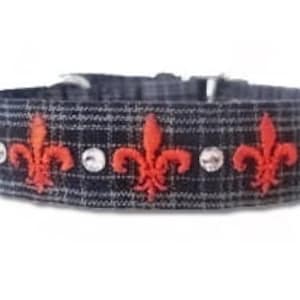 Fleur De Lis collar de perro - collar de perro personalizado - caliente macho perro collar - royal collar de perro - collar de perro francés - collar de perro de cuadros