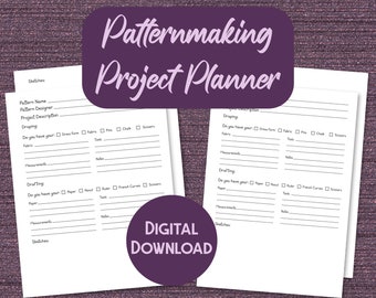 Printable Patternmaking Project Planner Pages in US Letter and A4 Sizes
