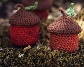 Crochet Acorn mini trinket pot with lid pattern digital PDF