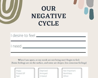 Emotionally Focused Therapy Our Negative Cycle Couples Counseling Worksheet