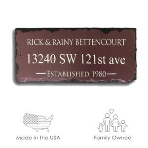 Burgundy Home Address Plaque! Personalized Name Plaque. Established Outdoor Sign. House Number Plaque, House Warming Gift. Address Plaque.