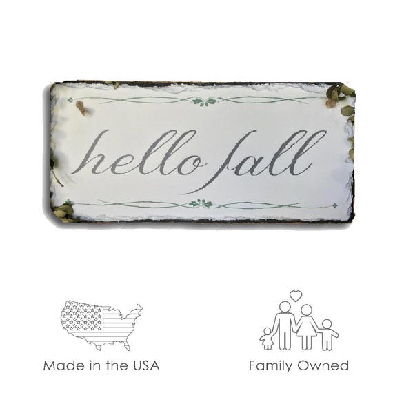 Hello Fall Slate Sign, Autumn Decor Plaque