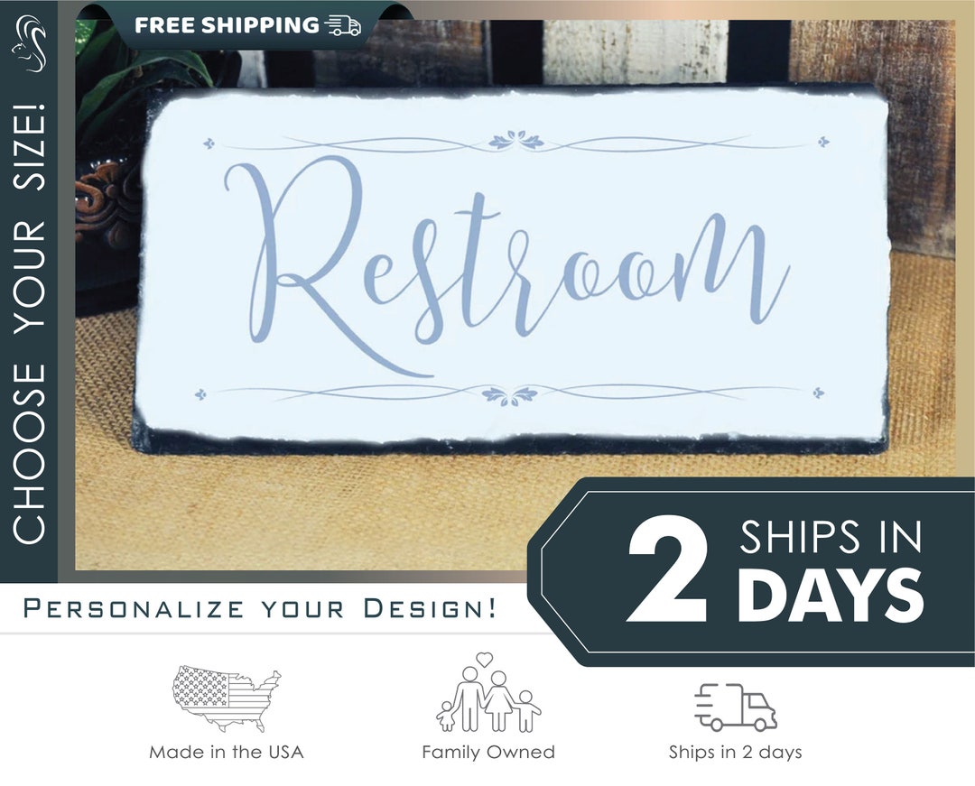 Restroom Sign Restroom Plaque Slate Restroom Sign Outdoor Etsy