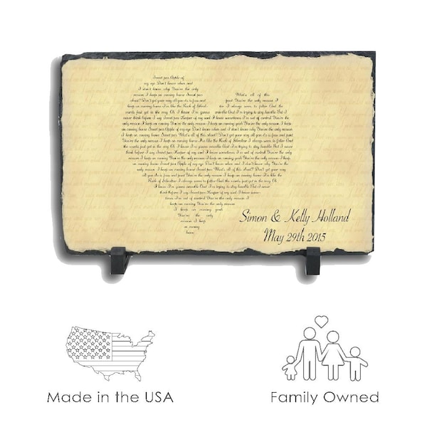 Personalized Wedding Song Lyrics Slate Plaque, Anniversary Gift