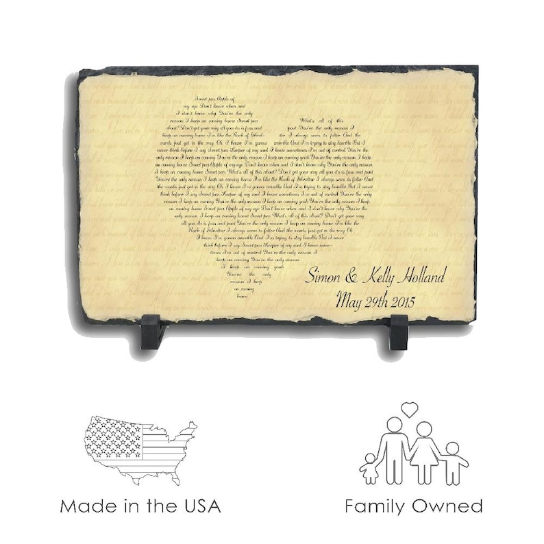 Personalized Wedding Song Lyrics Slate Plaque, First Anniversary Gift, Custom Song Lyric Sign, Wedding Keepsake for Couple bild 1