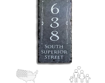 Personalized Slate House Number Sign, Weather Resistant Address Plaque