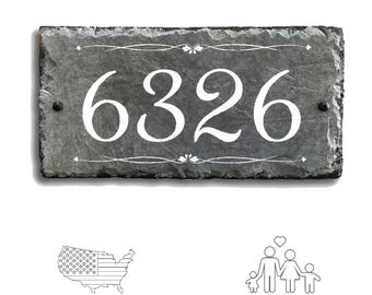 Personalized Slate House Number Plaque, Custom Address Sign, Weatherproof Outdoor House Numbers, New Home Gift