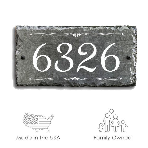 Personalized Slate House Number Plaque, Custom Address Sign, Weatherproof Outdoor House Numbers, New Home Gift