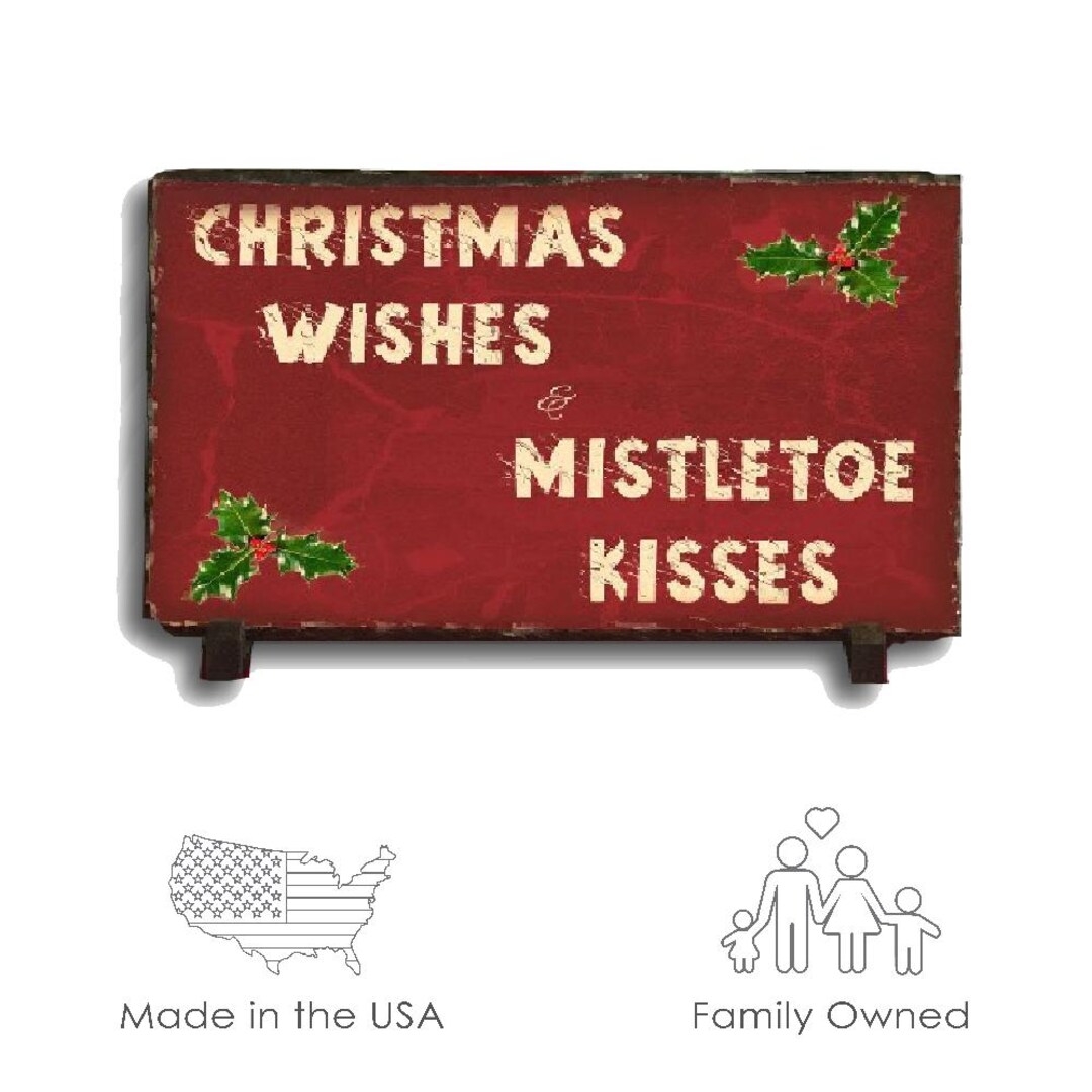 Hand Cut Slate Christmas Sign, Mistletoe Kisses, Holiday Decor - Etsy