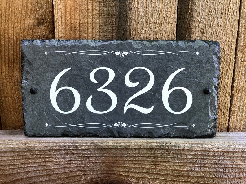 House Number Plaque Slate Number Sign Outdoor Sign Outdoor Etsy