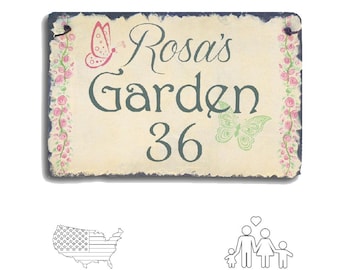Custom Garden Plaque, Spring Decor, Butterfly Design