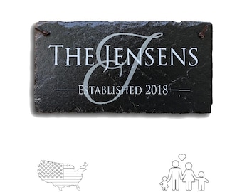 Personalized Slate Address Plaque, Established Family Name Sign, Custom Home Address Sign, Weatherproof Housewarming Gift