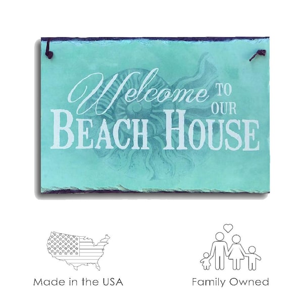 Personalized Beach House Slate Sign, Coastal Home Decor
