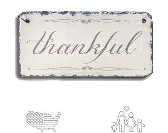 Thankful Slate Sign, Fall Thanksgiving Decor, Autumn Plaque