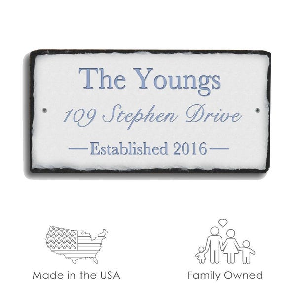 Personalized Slate Address Plaque, Established Family Name Sign