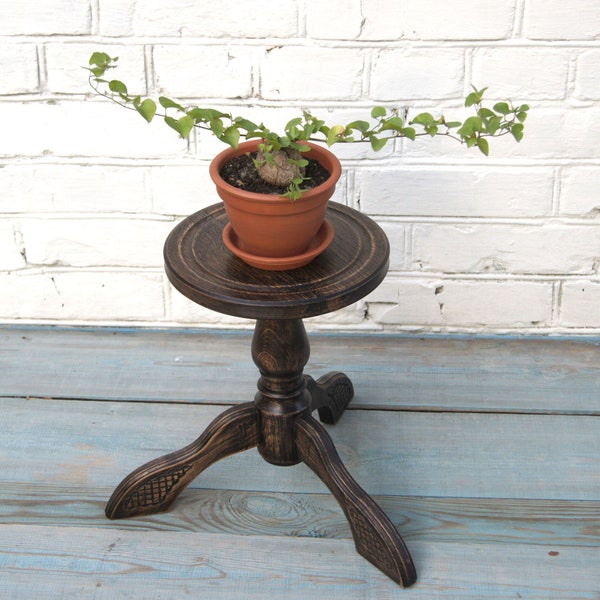 Support pour plante d'intérieur en bois sur pied avec pied sculpté Support pour cache-pot en bois dur Grand support en chêne pour fougères Support pour plante Support pour pot de fleur