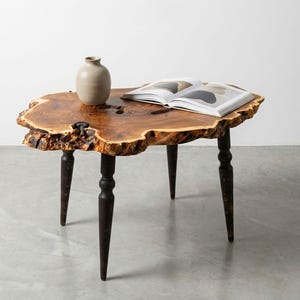 Large Live Edge Olive Wood Coffee Table; Burl Slab Side Table; Raw Natural End Table; Heavy Duty Rustic Decor; Personalized Accent Furniture