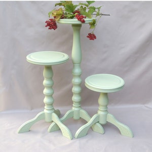 Set 3 hohe Blumenständer drinnen, Holzpflanzerständer Dreibeiniger Sockel Farnhalter Moderner Mid Century Blumentopfständer