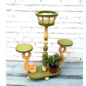 Großer Holz Blumentopf Ständer für 3 Pflanzentöpfe Großer Blumentopfständer innen Holz 2-stufiger Sockel für Pflanzgefäß Holz Farn Topfhalter
