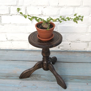 Large indoor wood plant stand Mid century modern flower pot stand Tall oak planter stand Wooden fern stand Hardwood pedestal stand for plant image 9