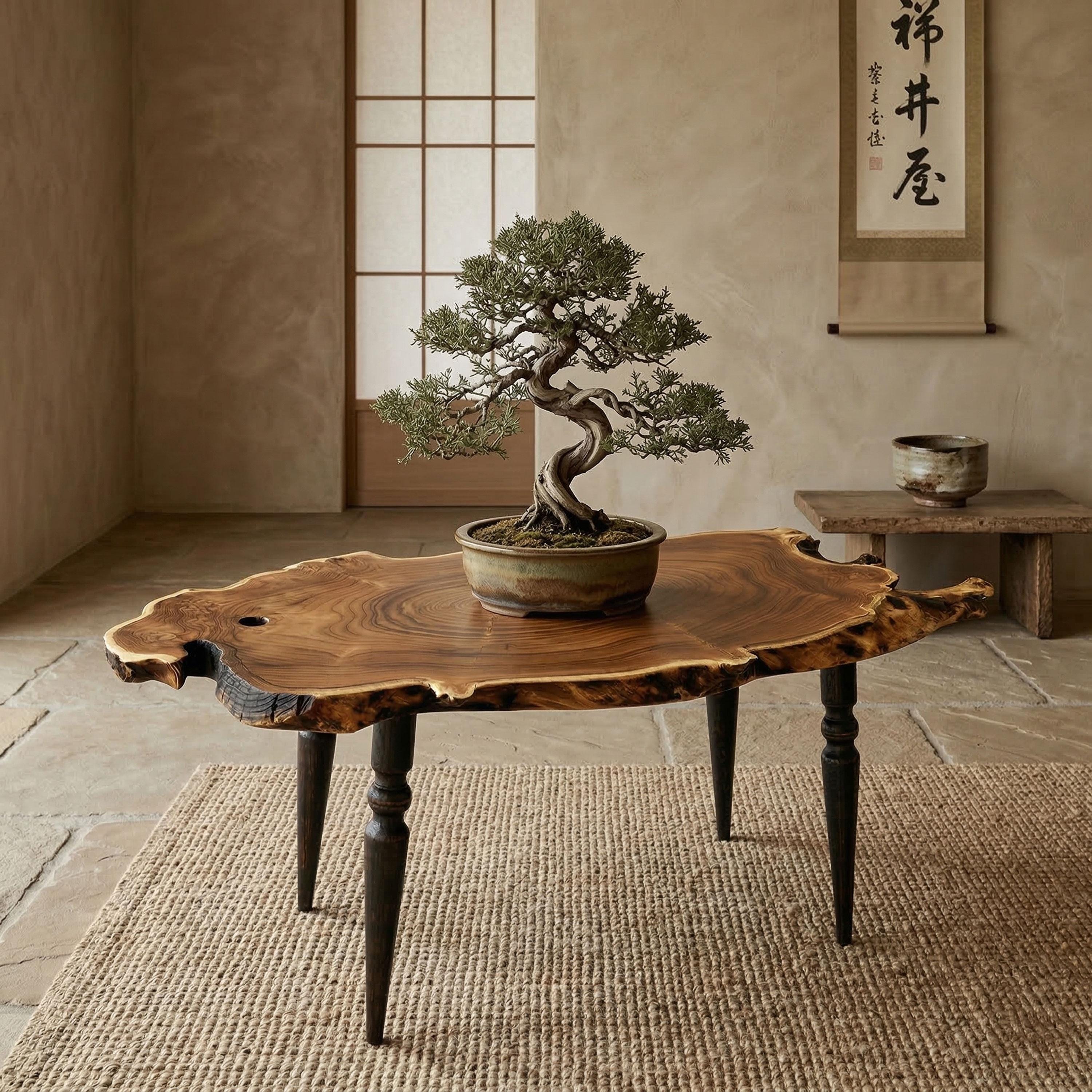 木製ローテーブル MADE IN MALAYSIA Large Wild Olive Wood Coffee Table Small Space; Live Edge Dining