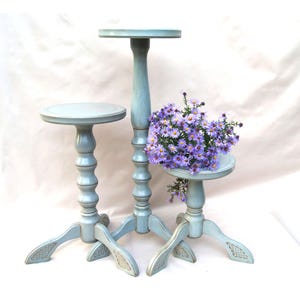 Set 3 hohe hölzerne Pflanzgefäßständer Innen, Sockelstand großer Blumentopf Blumentopfständer Gemalte Hartholzfarnständer Säulenständer für Blumentöpfe
