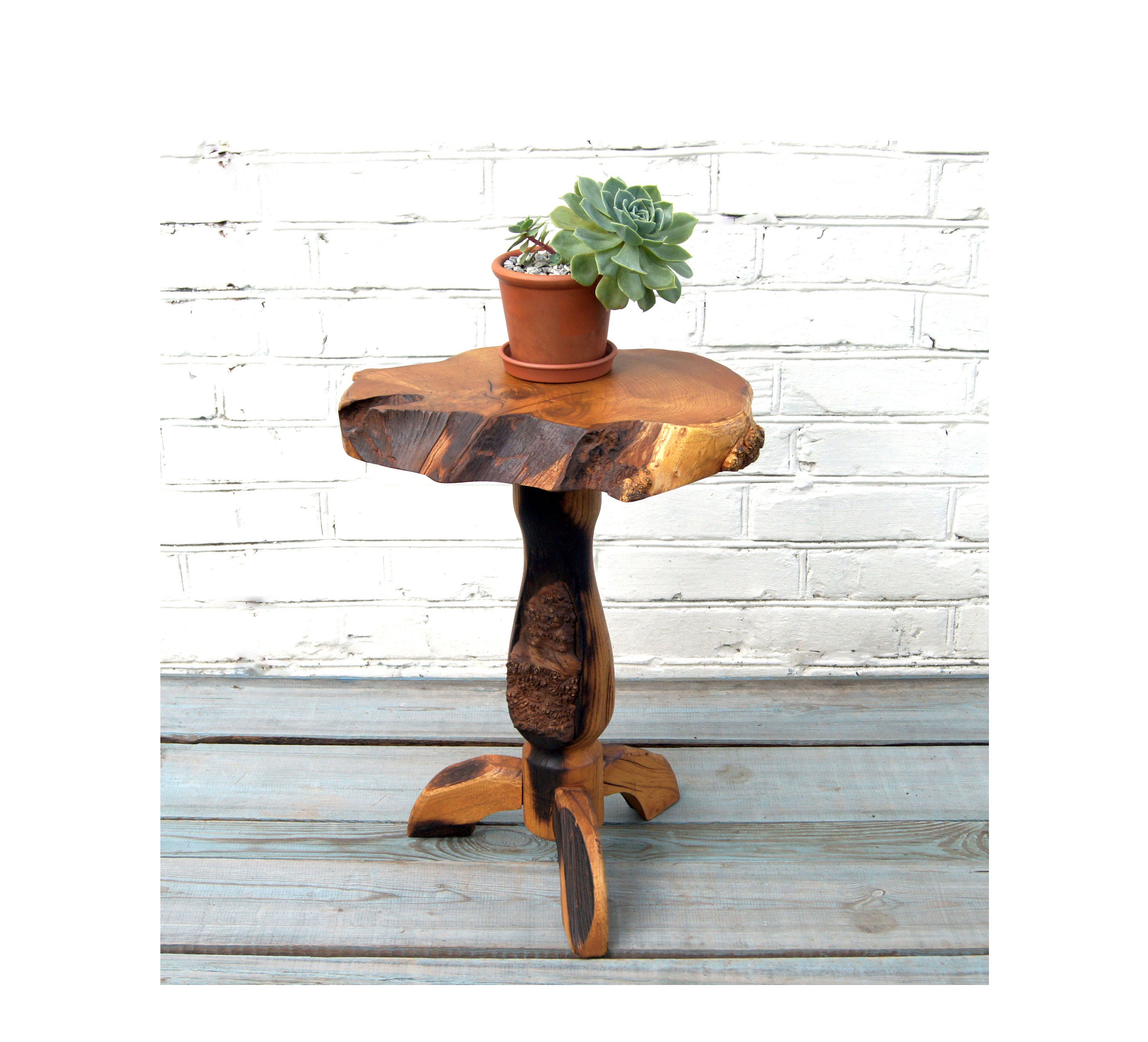 Live edge tree stump plant stand Wooden plant stand indoor Etsy