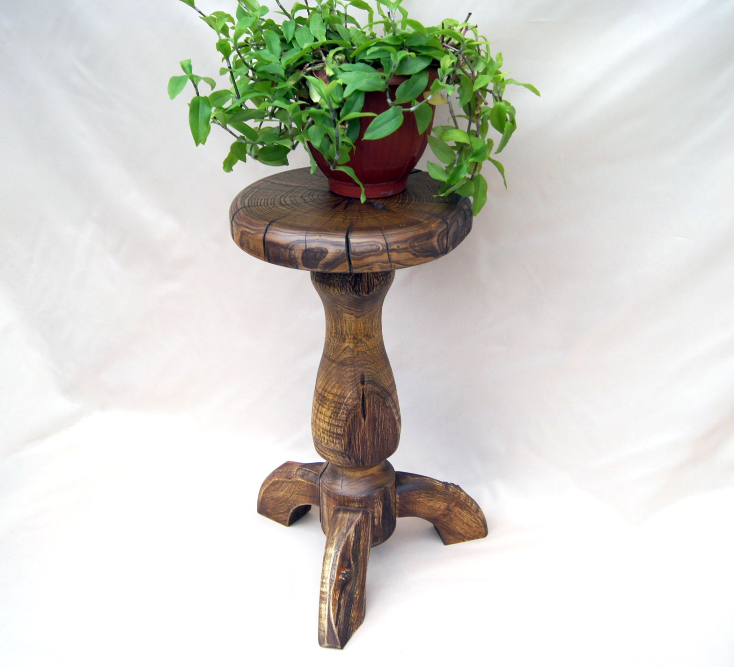 Live edge wood indoor plant stand Fern stand Wooden plant Etsy