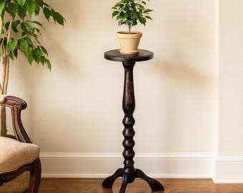 Tall 29" Oak Wood Plant Stand Indoor; Flower Pot Holder; Large Planter Base; Wooden Fern Display; Hardwood Pedestal Mid Century Modern Decor