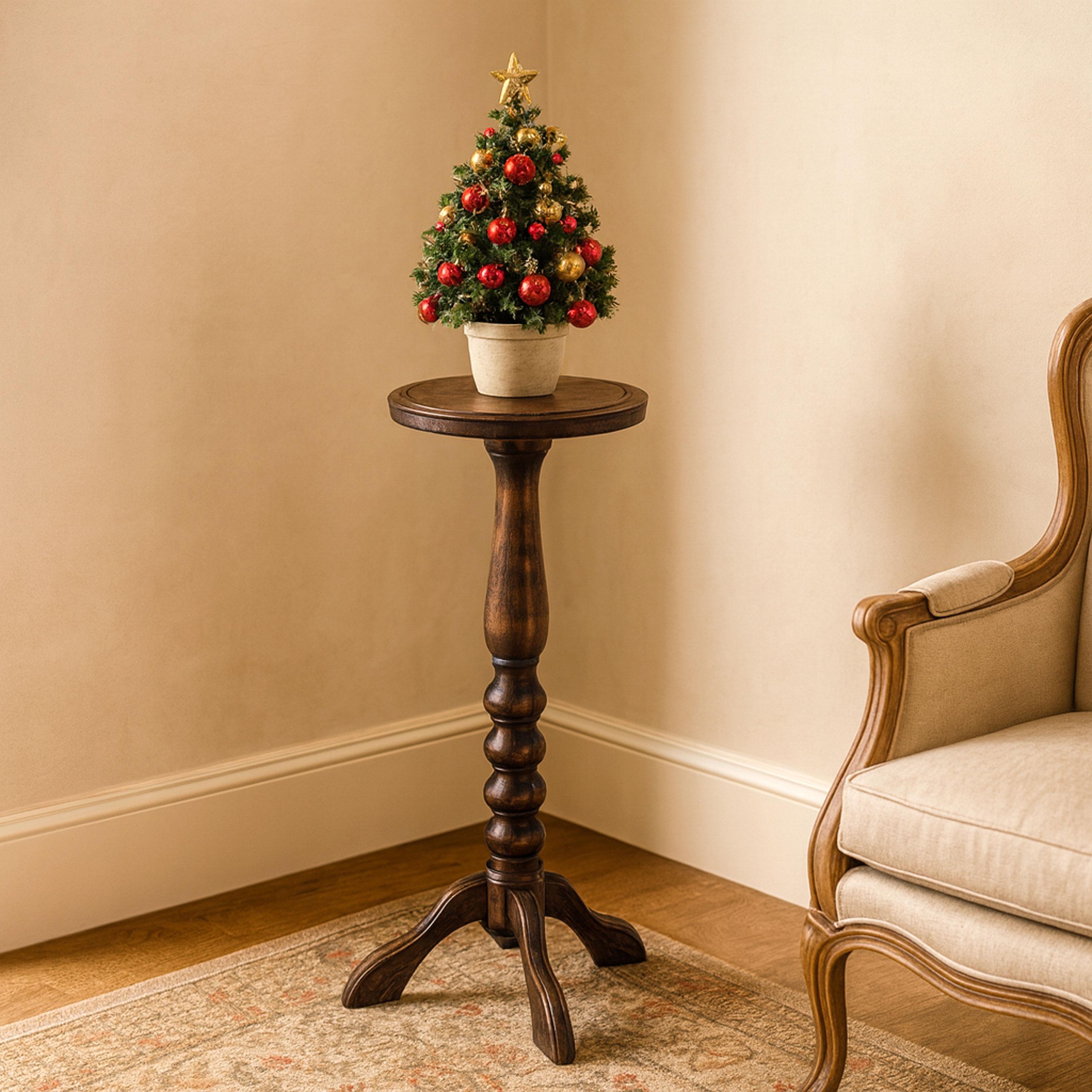Tall Turned Oak Wood Plant Stand; 28