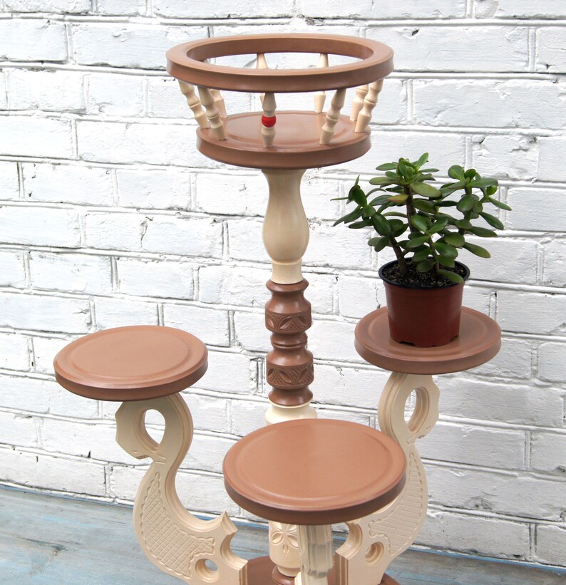 Large wood plant stand 4 pots Tall wooden fern stand indoor Etsy
