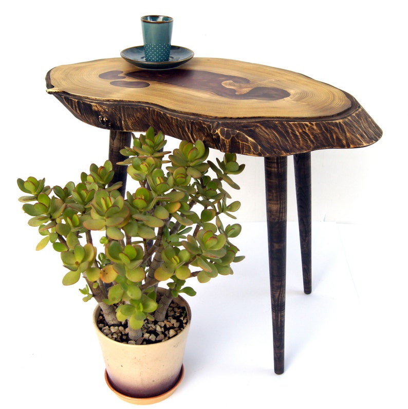 Live Edge Wood Slab Coffee Table With Epoxy Resin Acacia Side Etsy