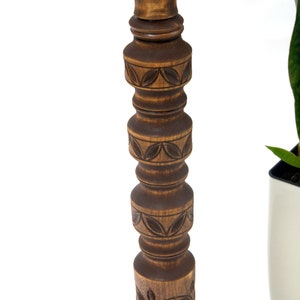 Tall carved wood plant stand indoor Mid century modern flower pot stand Large column planter base Wooden display Hand-carved pedestal table image 14