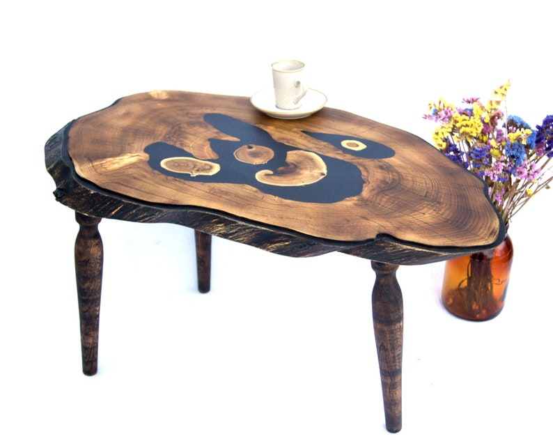 Live Edge Coffee Table Resin River Desk Natural Wood Slab Rustic Cabin Furniture Acacia Tree Stump Wooden Accent Log