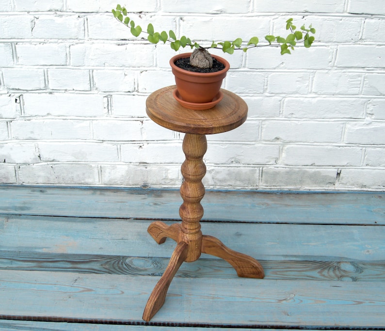 Wood Pedestal Plant Stand Indoor Tall Wooden Planter Stand Etsy