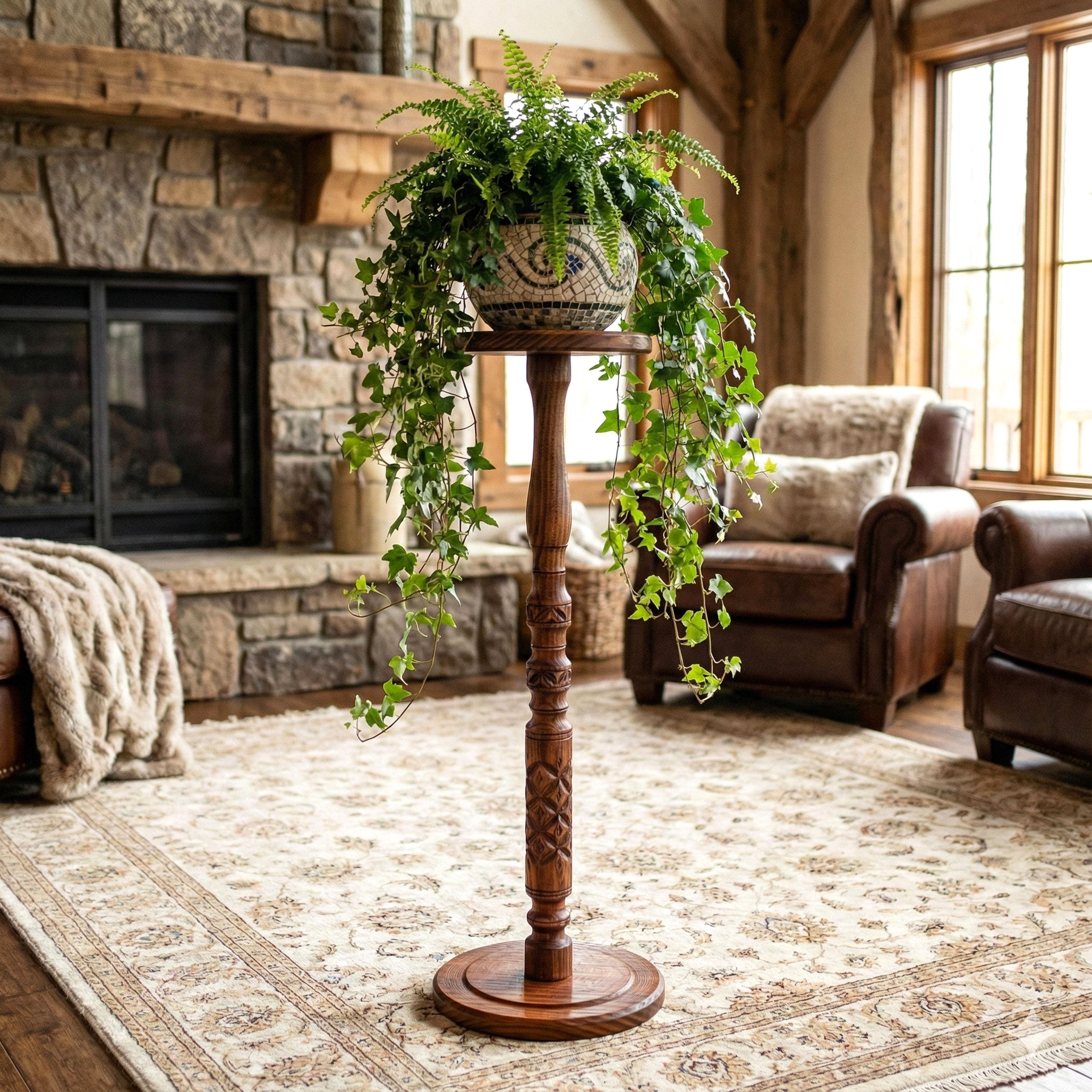 Tall 36" Carved Wood Planter Stand; Modern Rustic Column Plant Pot Holder;  Vintage Style Wooden Pedestal; Indoor Fern Display; Rustic Home - Etsy  Finland