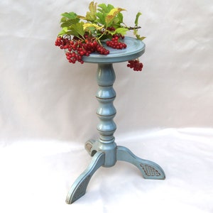 Hoher Blumentopfständer für den Innenbereich, türkisfarbener Holzpflanztopf, Farnständer, Blumentopfständer Mid Century Modern