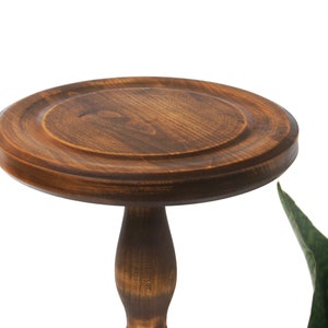 Tall carved wood plant stand indoor Mid century modern flower pot stand Large column planter base Wooden display Hand-carved pedestal table image 12