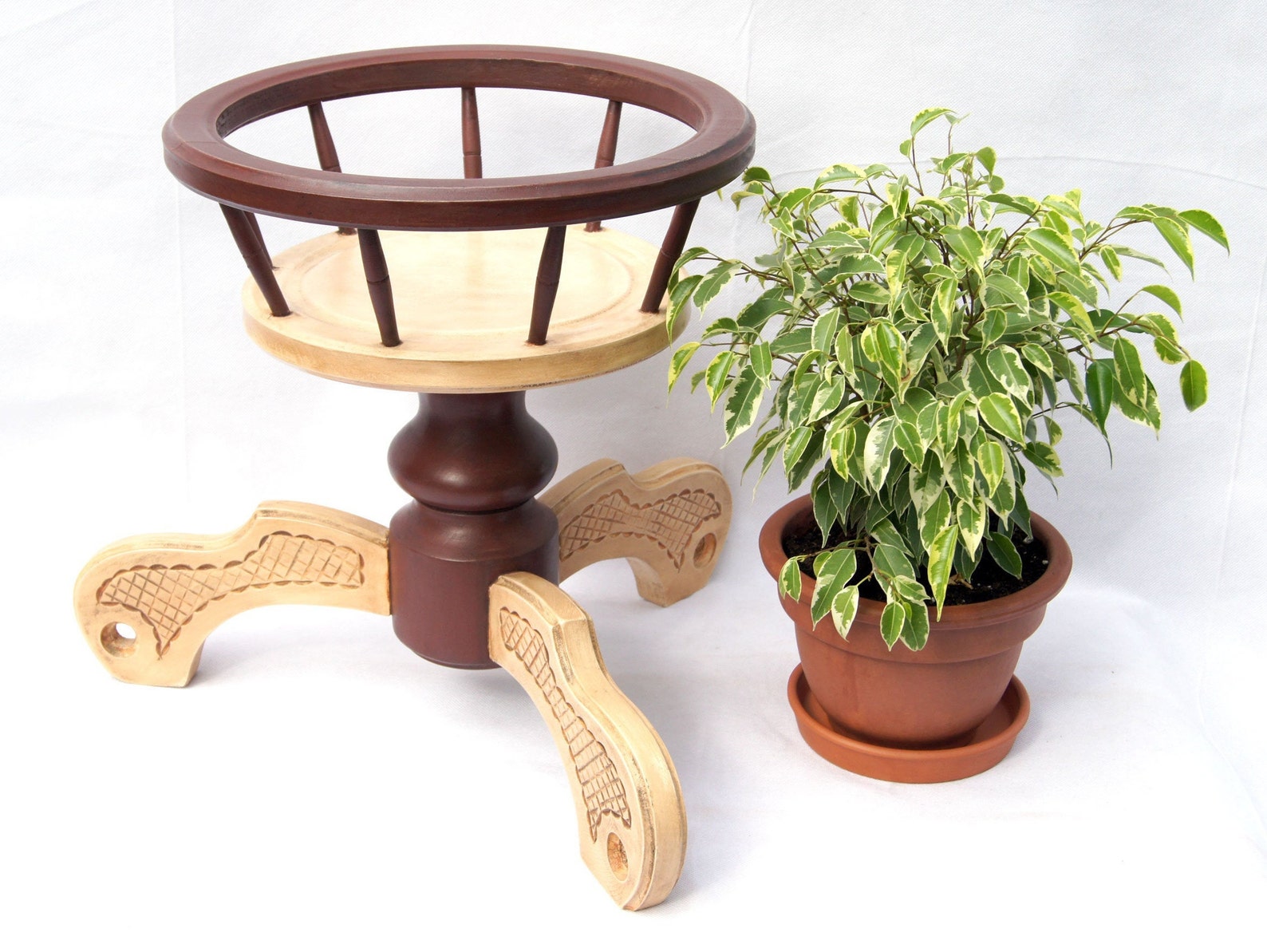 Large wood plant stand indoor Pedestal planter stand Painted Etsy