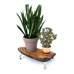 Blumentopfständer aus Massivholz für großen/schweren Topf Pflanzgefäßstand Innen mit Metallbeinen Bodenholz-Übertopf