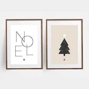 Neutral Christmas Decor, Modern Christmas printables, Noel Print, Christmas Tree Prints, Christmas Tree Art, Christmas Gallery Print Set_7