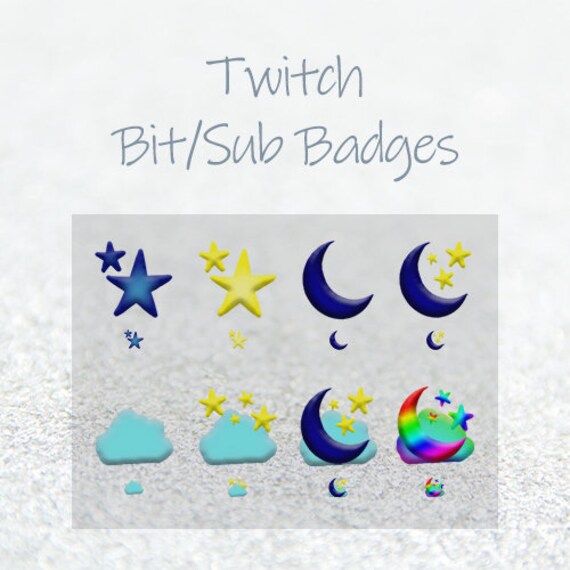 Twitch Premade Bit Sub Badges Night Cloud Star Set Etsy