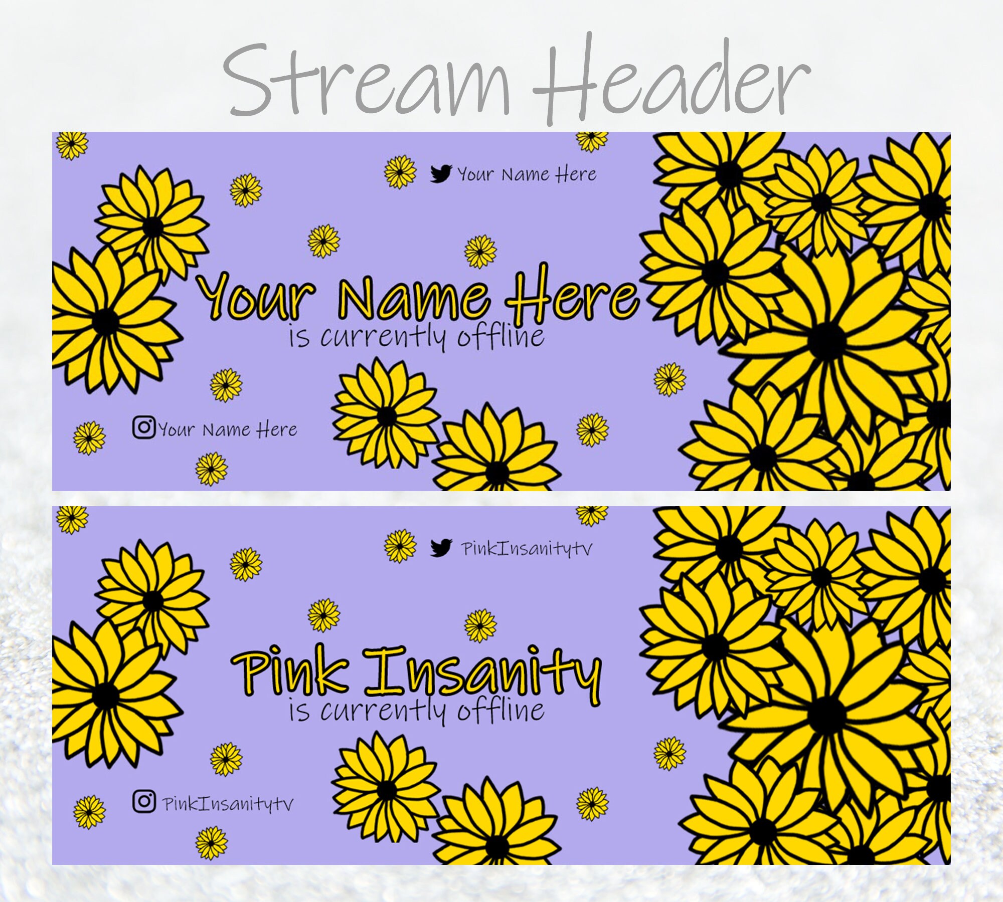 Twitch Header Yellow Sunflowers Etsy