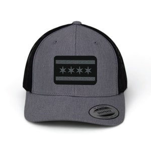 Blacked Out Chicago Flag Patch Trucker Hat