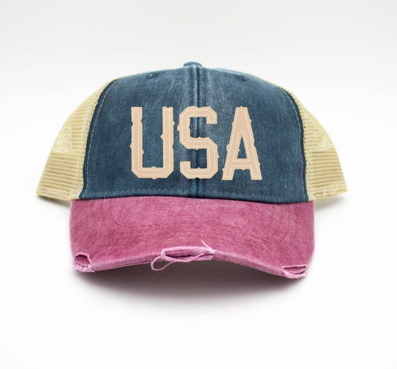 USA Distressed Trucker Hats, USA 250th Anniversary