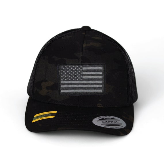 Blacked Out American Flag Patch Trucker Hats